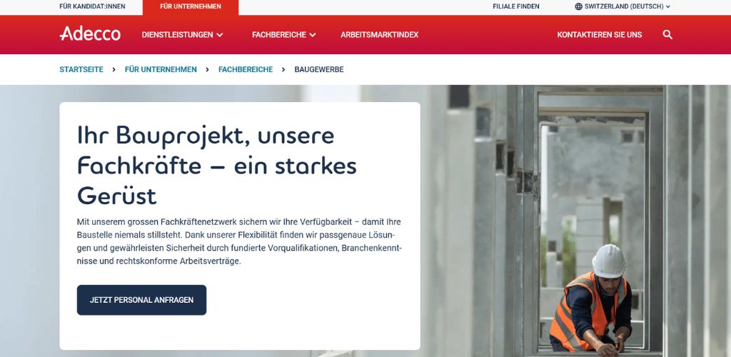 personalvermittlung für baugewerbe adecco