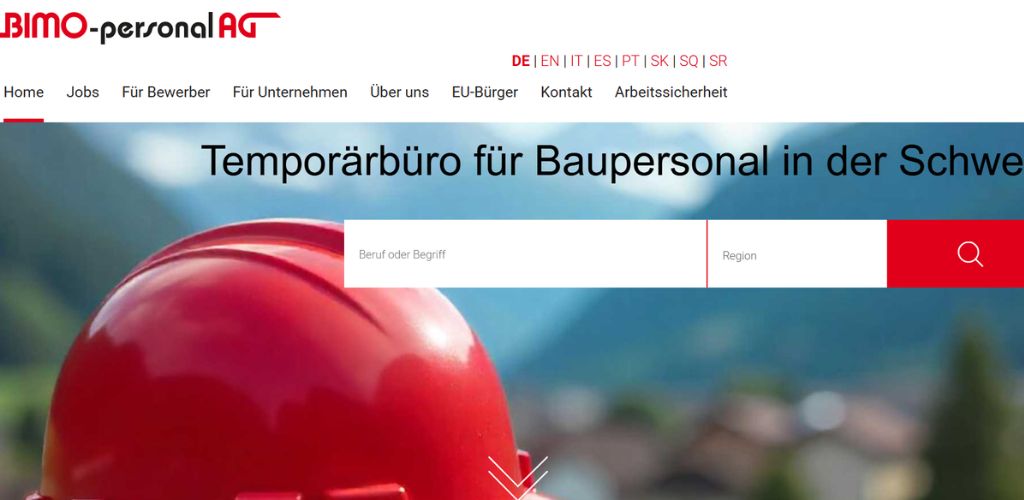 personalvermittlung für baugewerbe bimo personal ag
