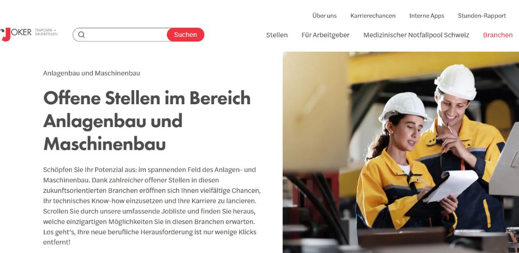 personalvermittlungen für maschinenbau joker personal